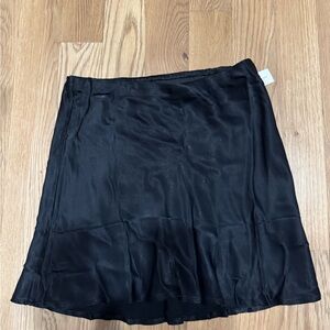 Anthropologie Black Satin Mini Skirt